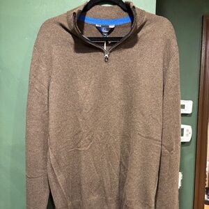 Boden Men's 100% Cashmere Light Brown Quarter Zip Sweater | Medium